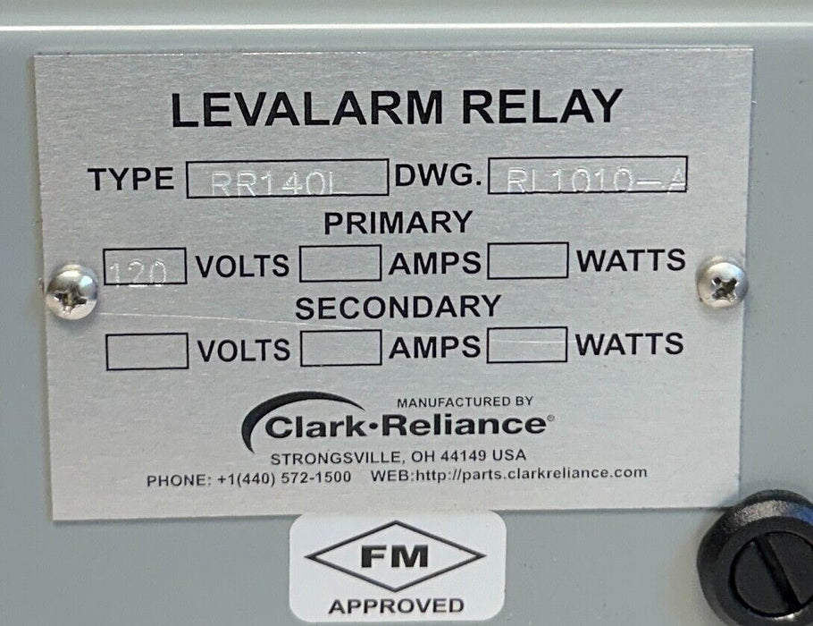 CLARK RELIANCE RR140L / RL1010-A LEVALARM RELAY 120V NSMP