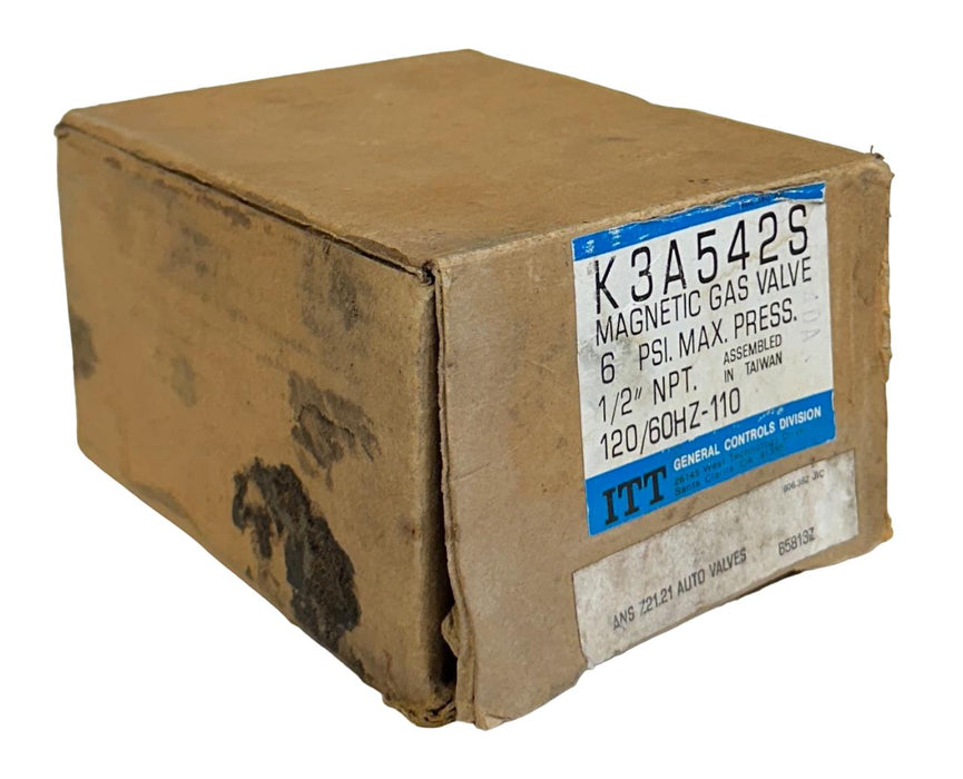 ITT GENERAL CONTROLS K3A542S MAGNETIC GAS VALVE 1/2'' NPT 120/60Hz-110 NSMP
