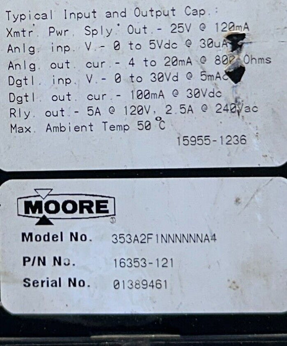 MOORE 353A2F1NNNNNNA4 / 16353-121 PROCESS AUTOMATION LOOP CONTROLLER 20W USNP