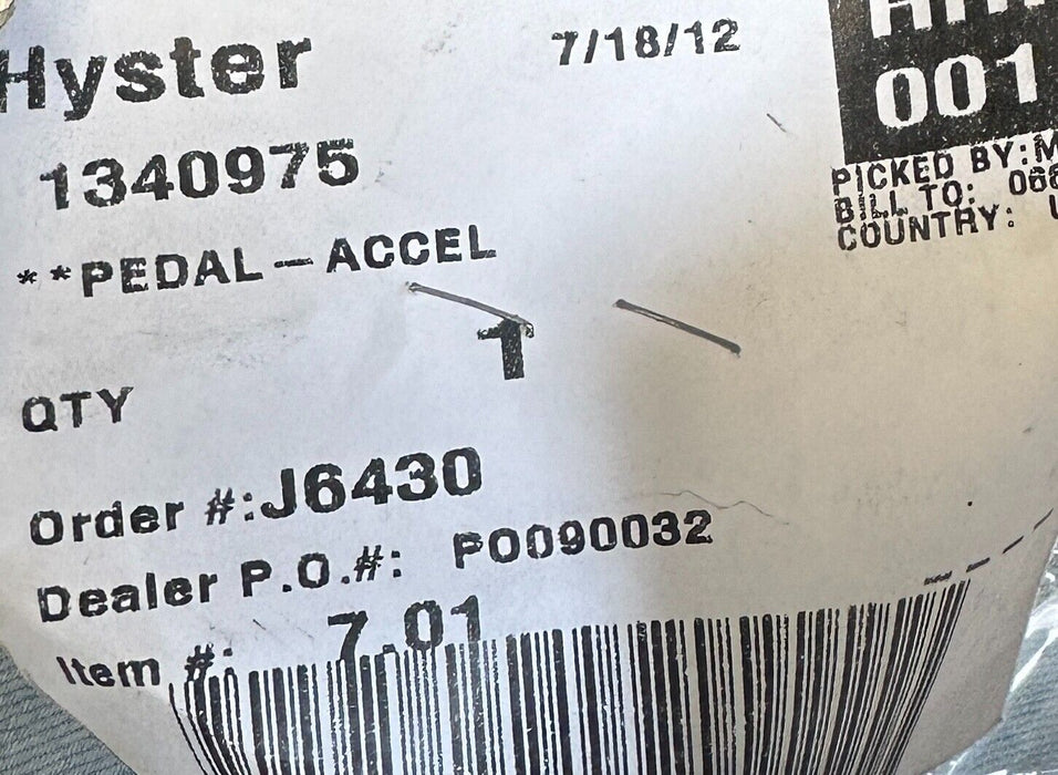 HYSTER 1340975 / HY1340975 OEM ACCEL PEDAL FOR FORKLIFT NSNP