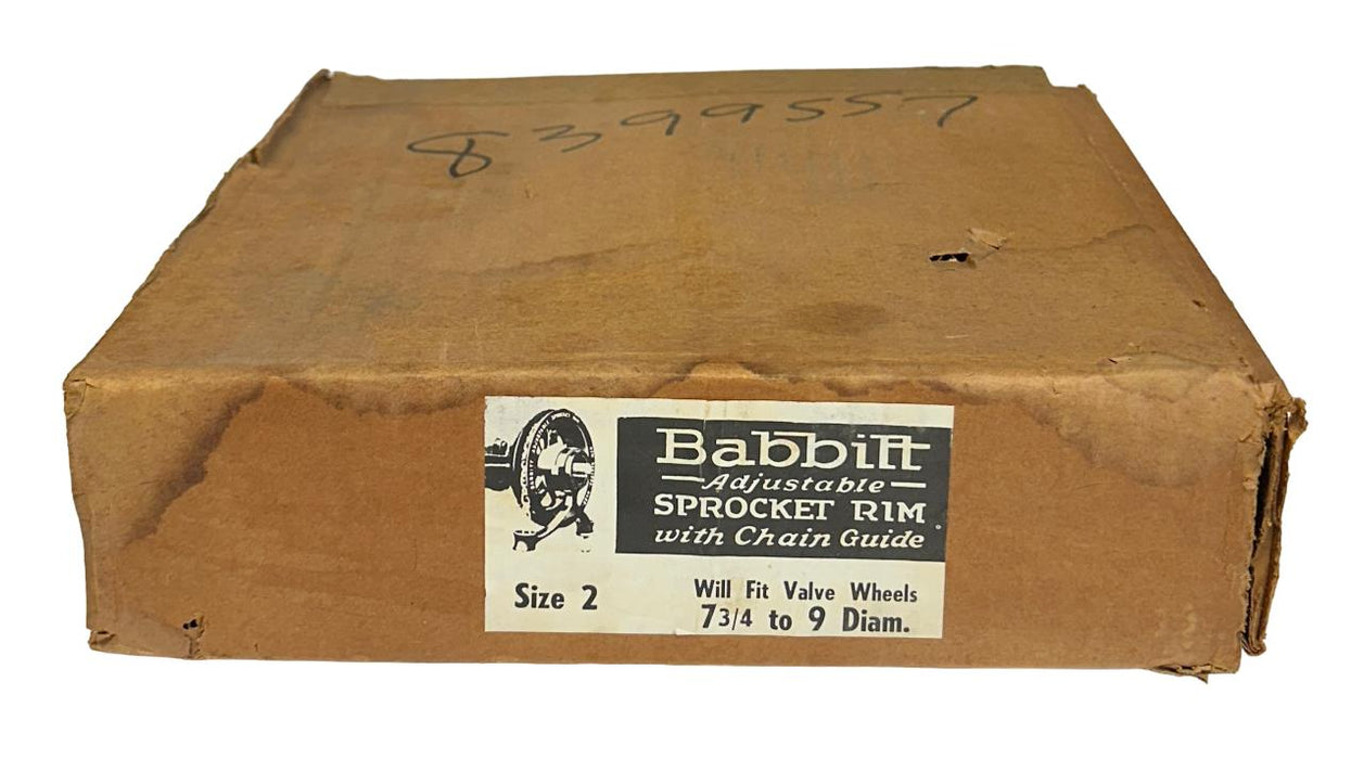 BABBITT SIZE 2 ADJUSTABLE SPROCKET RIM WITH CHAIN GUIDE FITS 7-3/4-9'' DIA NSMP