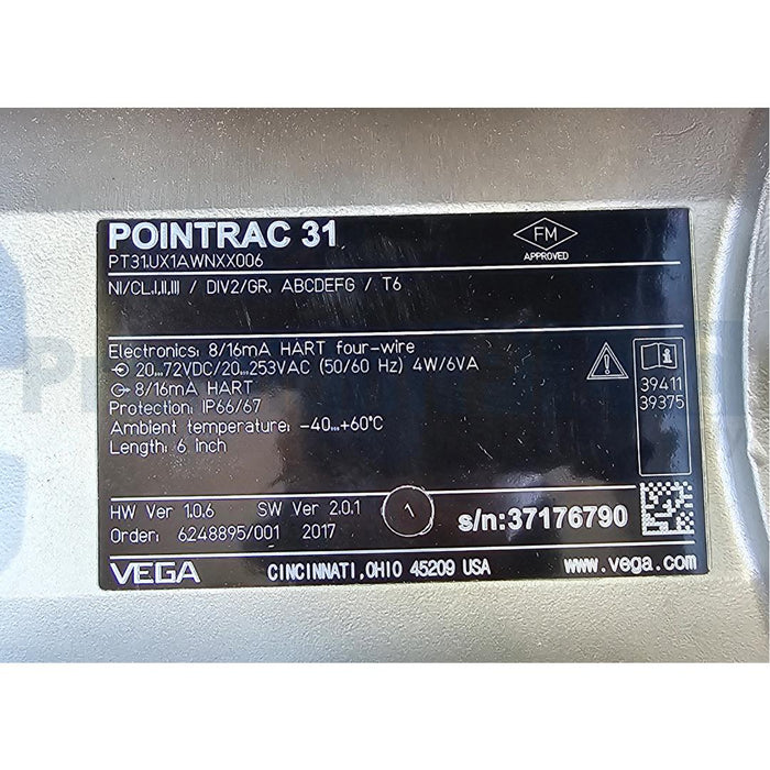 VEGA POINTRAC 31 (SS) RADIOMETRIC LEVEL SENSOR PT31.UX1AWNXX006 US77958586 NSMP