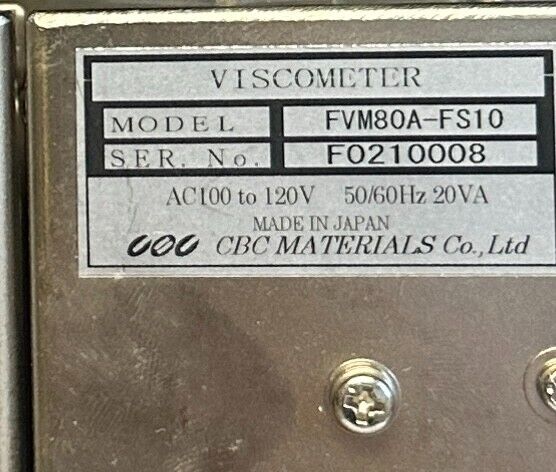 CBC MATERIALS FVM80A-FS10 / FVM80AFS10 VISCOMETER 100-120VAC 50/60Hz 20VA USNP