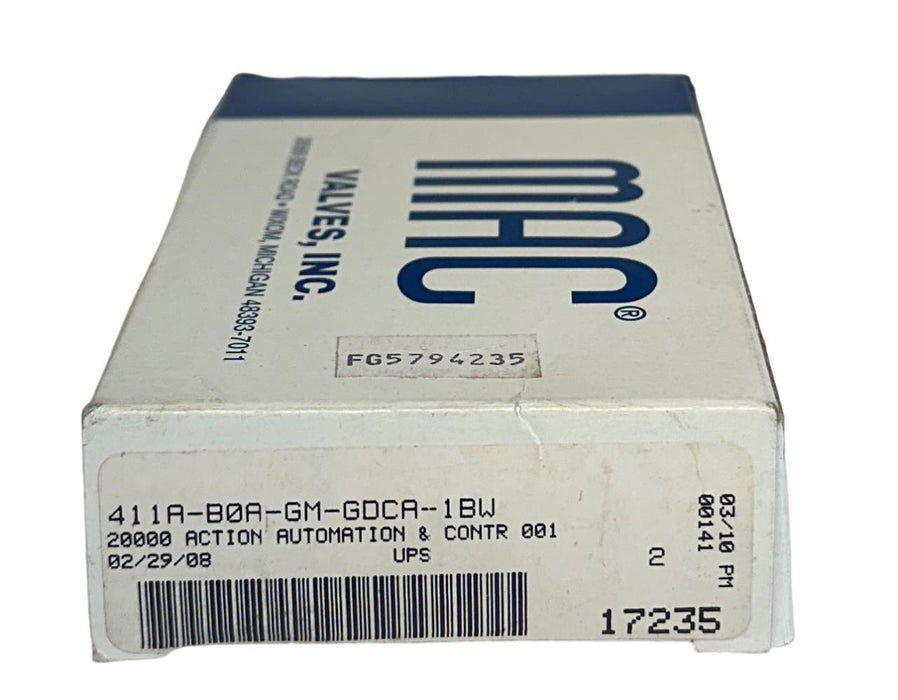 MAC 411A-B0A-GM-GDCA-1BW / 411AB0AGMGDCA1BW SOLENOID VALVE 24VDC 1.8W COIL NSMP