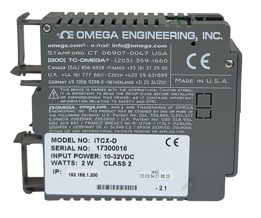 OMEGA ENGINEERING iTCX-D / iTCXD iSERVER MICROSERVER EtherNet THERMO INPUT NSMP
