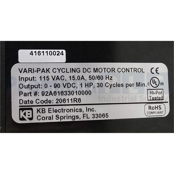 NEW KB ELECTRONICS CAMCO 92A61633010000 VARI-PAK DC MOTOR SPEED CONTROL 1HP NSNP