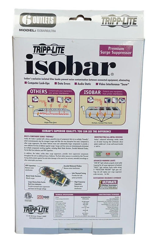 TRIPP-LITE ISOBAR6ULTRA PREMIUM SURGE PROTECTOR 6 AC OUTLETS 3330 JOULES NSMP