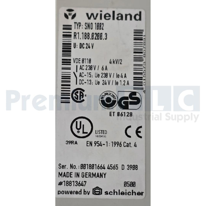 NEW WIELAND SCHLEICHER SNO1002 R1.188.0200.3 SAFETY RELAY 24VDC SNO 1002 NSNP