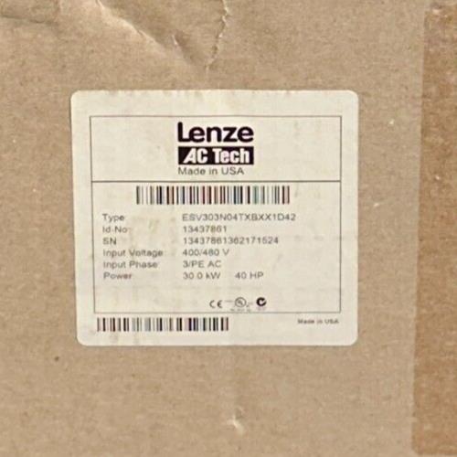 LENZE AC TECH ESV303N04TXB / 13437861 SMVector 30kW/40HP 3PH ESV303N04TXBXX1D42
