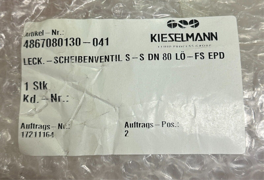 KIESELMANN 4867080130-041 / 4867080130041 LEAKAGE BUTTERFLY VALVE STAINLESS NSMP