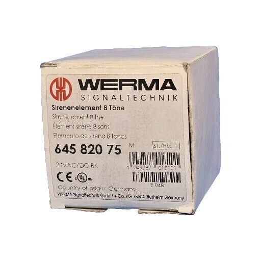 NIB WERMA SIGNALTECHNIK 645.820.75 STACK LIGHT/SIREN ELEMENT 8 TONE