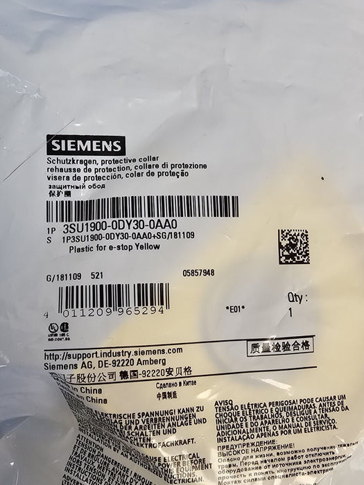 NEW SIEMENS 3SU1900-0DY30-0AA0 PROTECTIVE COLLAR YELLOW