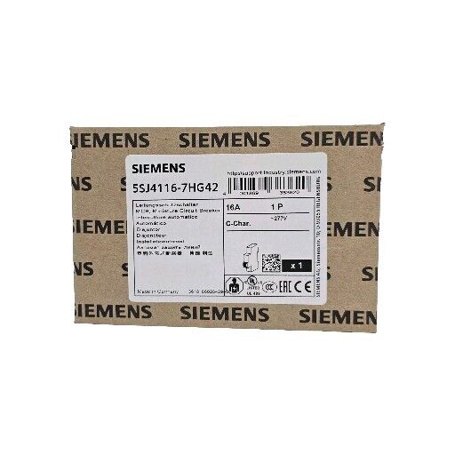 NIB SIEMENS 5SJ4116-7HG42 MINIATURE CIRCUIT BREAKER 5SJ41167HG42 16A 1P