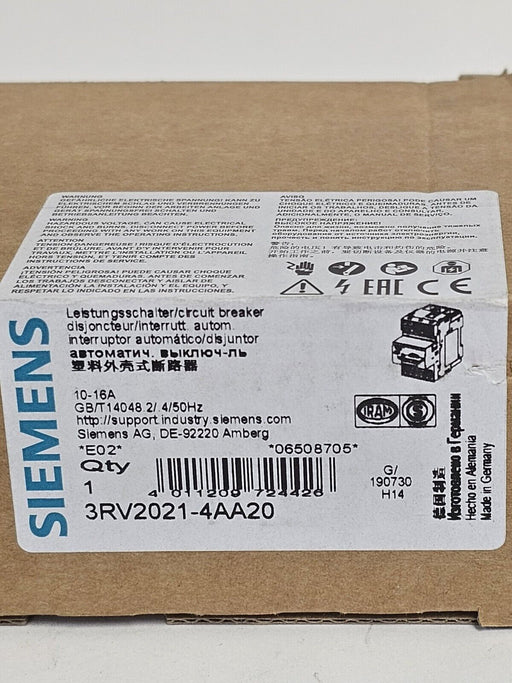 NIB SIEMENS 3RV2021-4AA20 CIRCUIT BREAKER 10-16AMP 3RV20214AA20