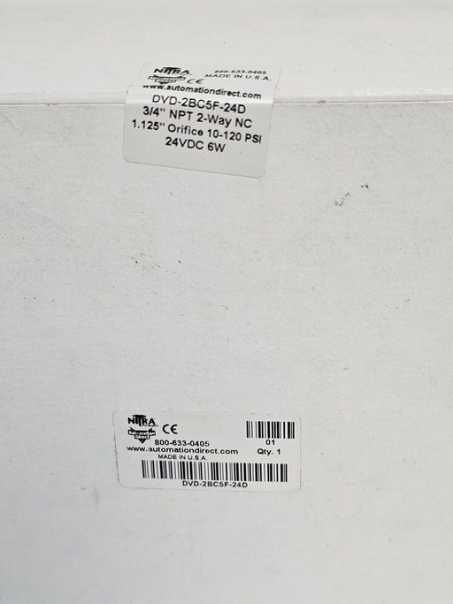 NIB AUTOMATION DIRECT NITRA DVD-2BC5F-24D SOLENOID VALVE 2-WAY 3/4'' NPT
