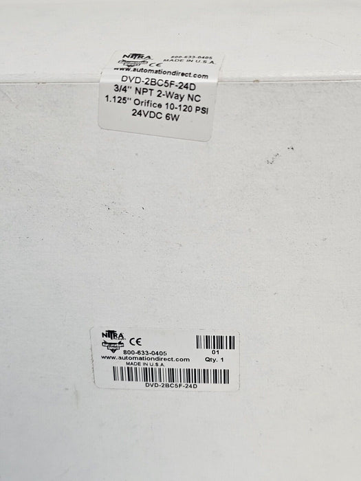 NIB AUTOMATION DIRECT NITRA DVD-2BC5F-24D SOLENOID VALVE 2-WAY 3/4'' NPT
