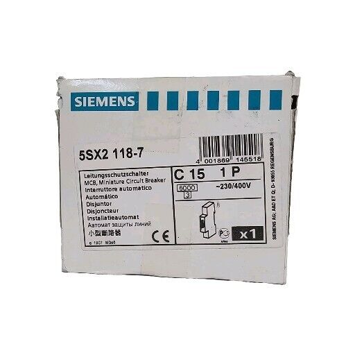NIB SIEMENS 5SX2-118-7 MINIATURE CIRCUIT BREAKER 5SX2 118-7, 1P