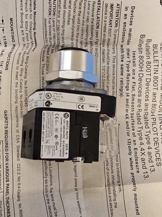 NIB ALLEN BRADLEY 800T-QBH2AD1 PUSH BUTTON 800TQBH2AD1 SER. U