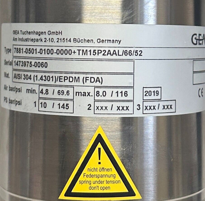 GEA 7881-0501-0100-0000+TM15P2AAL/66/52 BUTTERFLY VALVE ASSEMBLY 2'' 170mA NSNP