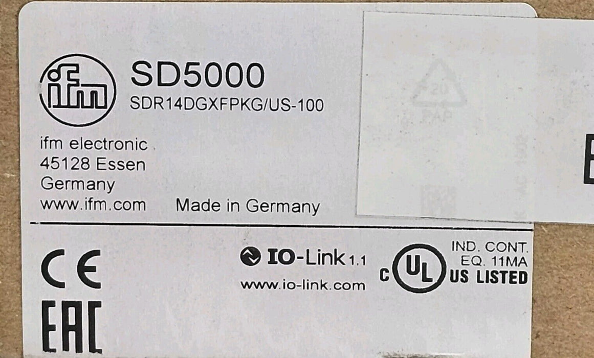 NIB IFM EFECTOR SDR14DGXFPKG/US-100 COMPRESSED AIR METERS SD5000