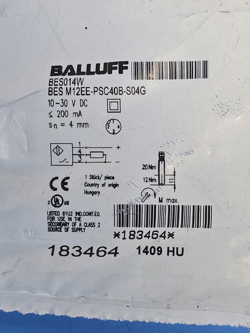 NEW BALLUFF BES M12EE-PSC40B-S04G PROXIMITY SENSOR BES014W