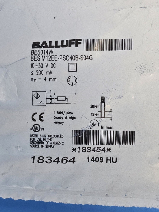 NEW BALLUFF BES M12EE-PSC40B-S04G PROXIMITY SENSOR BES014W