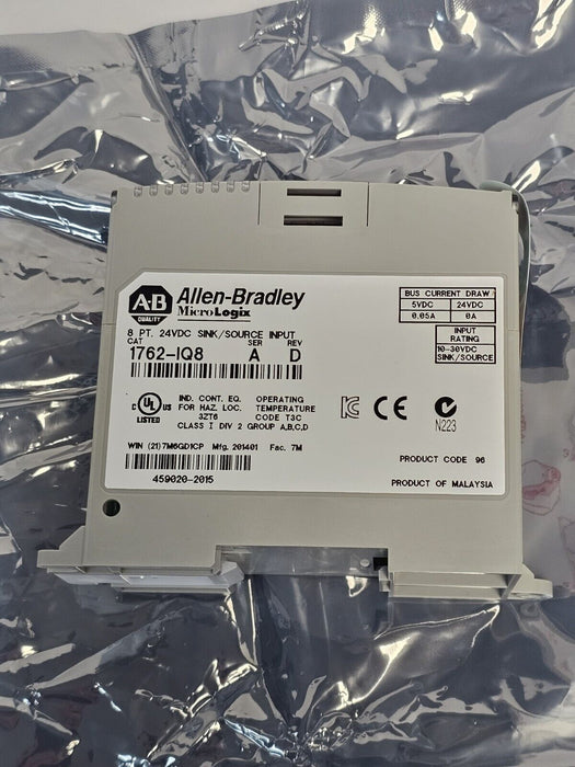 NIB ALLEN BRADLEY 1762-IQ8 8 PT. 24VDC SINK/SOURCE INPUT MODULE SER. A REV. D