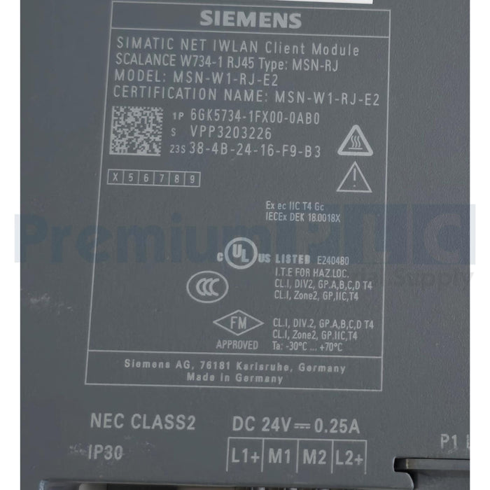 SIEMENS 6GK5734-1FX00-0AB0 SIMATIC NET IWLAN CLIENT MODULE SCALANCE W734-1 RJ45