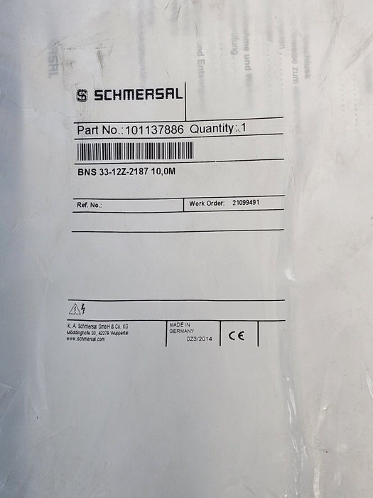 NEW SCHMERSAL BNS 33-12Z-2187 10,0M CODED MAGNET SAFETY SENSOR 101137886