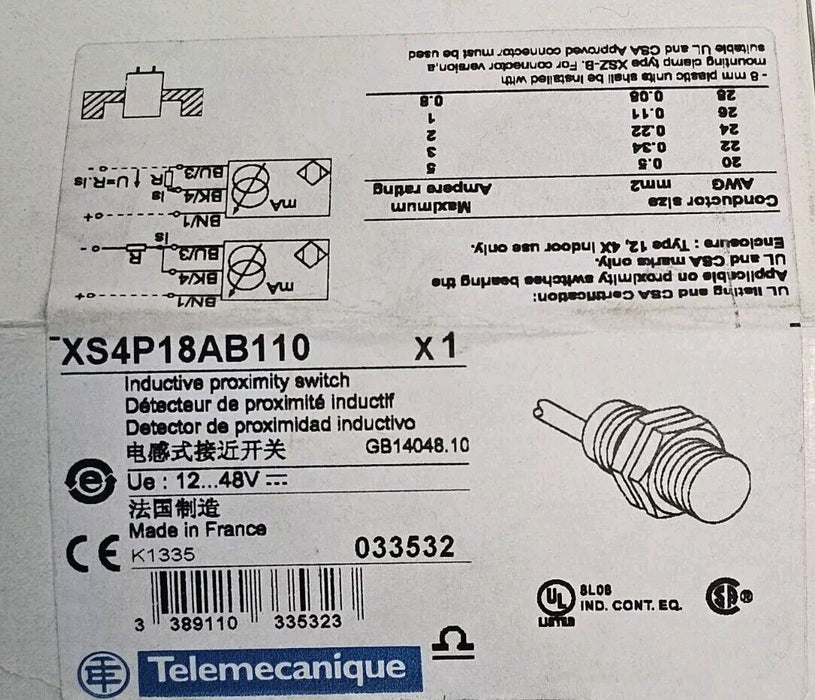 NIB TELEMECANIQUE XS4P18AB110 INDUCTIVE PROXIMITY SENSOR