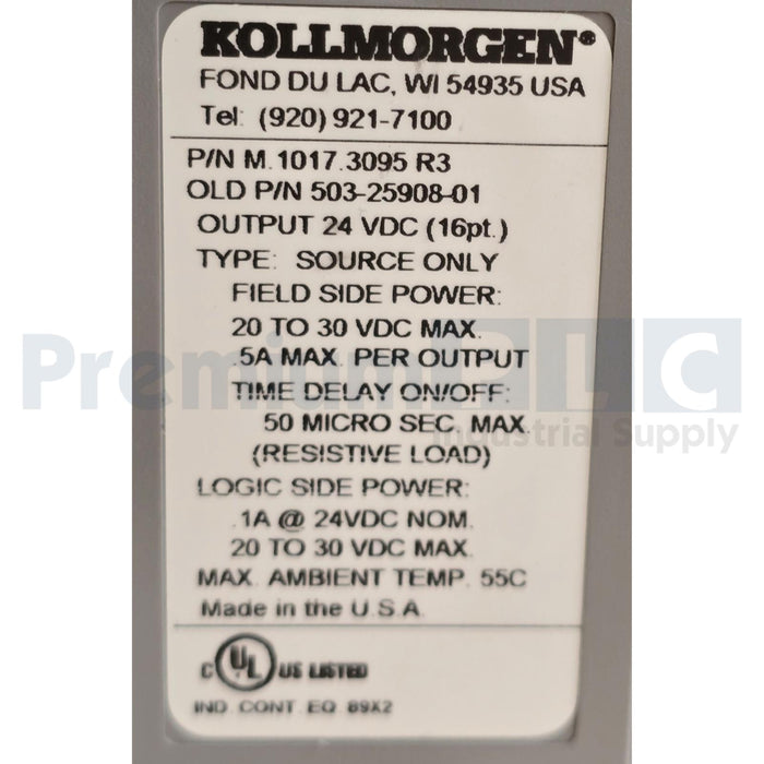 KOLLMORGEN GIDDINGS & LEWIS M.1017.3095 R3 BLOCK OUTPUT MODULE 503-25908-01 NSNP