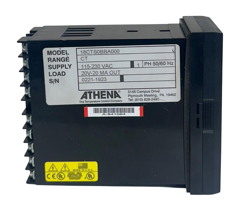 ATHENA 18CTS0BBA000 TEMPERATURE CONTROLLER 1PH 115-230VAC 50/60Hz REPAIRED