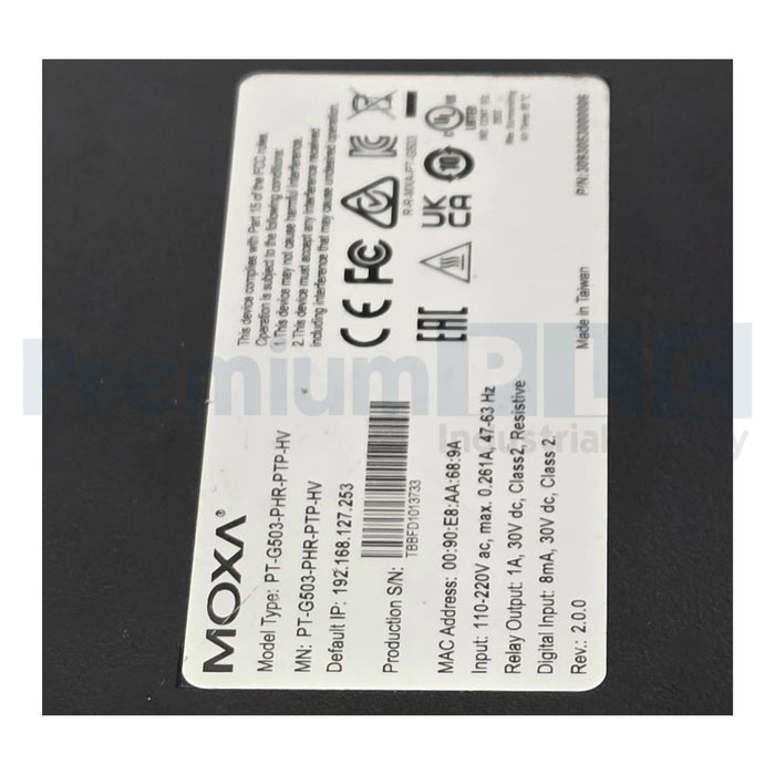 MOXA PT-G503-PHR-PTP-HV 3-PORT PT-G503 GIGABIT MANAGED REDUNDANCY BOX NSNP