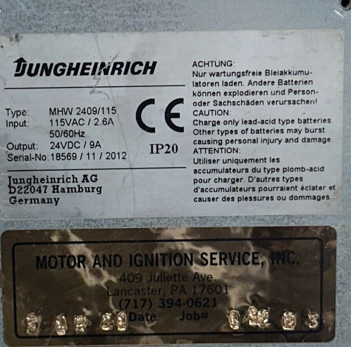 JUNGHEINRICH MHW 2409/115 / MHW2409115 OEM POWER SUPPLY FOR FORKLIFT 115V REMAN