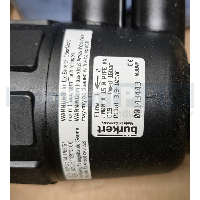 BURKERT 00143443 / 143443 TYPE 2000 2/2-WAY PISTON OPERATED ANGLE SEAT VALVE NEW