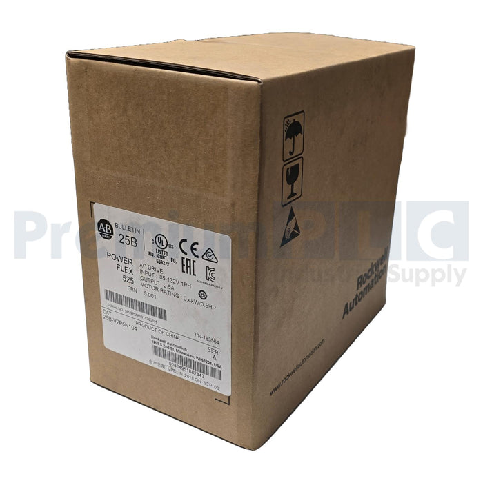 ALLEN BRADLEY 25B-V2P5N104 /A POWERFLEX 525 AC DRIVE 0.4kW/0.5HP FRN 5.001 NSFS