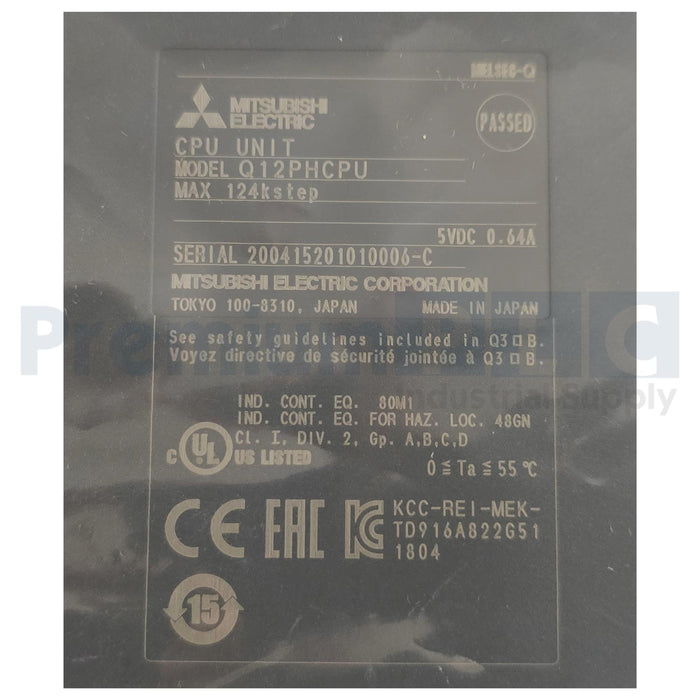 MITSUBISHI Q12PHCPU MELSEC-Q QnU series (PLC) CPU UNIT 124Ksteps/496KBytes NSMP