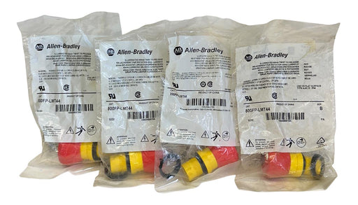 4 ALLEN BRADLEY 800FP-LMT44 /B ILLUMINATED 40mm TWIST RELEASE BUTTONS RED NSFS