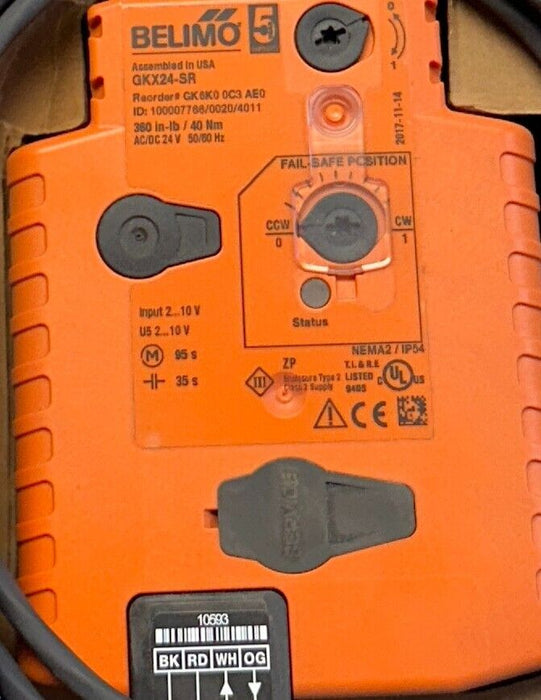 BELIMO GKX24-SR / GKX24SR DIRECT COUPLED FAIL-SAFE ACTUATOR 24V AC/DC 40Nm NSMP