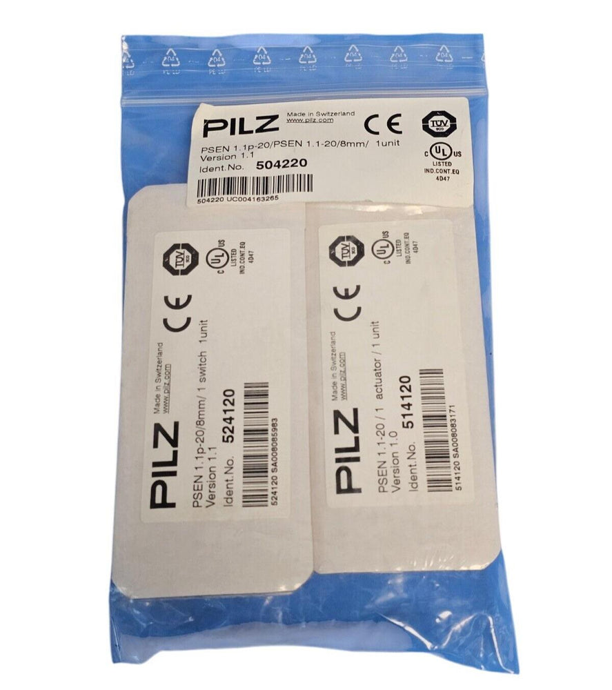NEW PILZ PSEN 1.1P-20/PSEN 1.1-20/8MM/ 1UNIT IDENT. NO. 504220 SAFETY SWITCH