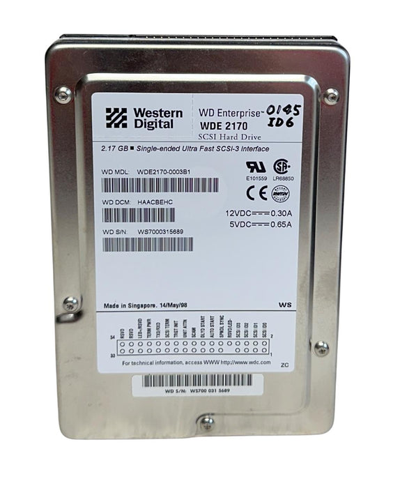 WESTERN DIGITAL 4061-001065-006 / WDE2170-0003B1 SCSI-3 HARD DRIVE WDE 2170 USNP