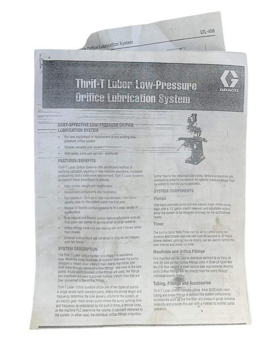 GRACO 564068 / TIMER Thrif-T Luber SERIES J13A PUMP LUBRICATION SYSTEM 115V NSMP