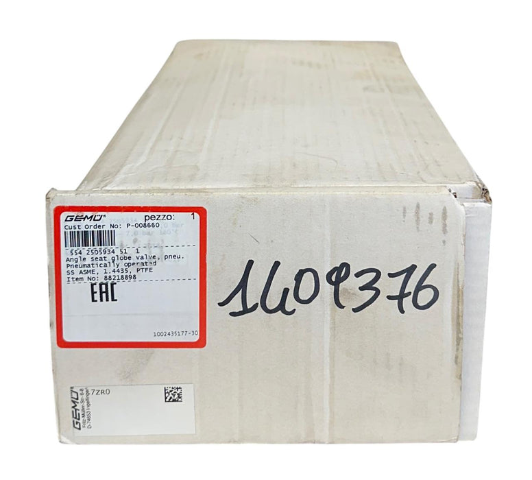GEMU 554 25D5934 51 1 / 88218898 PNEUMATIC ANGLE SEAT GLOBE VALVE  2/2-WAY NSMP