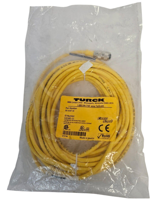 NEW TURCK RK 4.43T-10 CORDSET ID NO. U2182-11 STRAIGHT FEMALE CONNECTOR