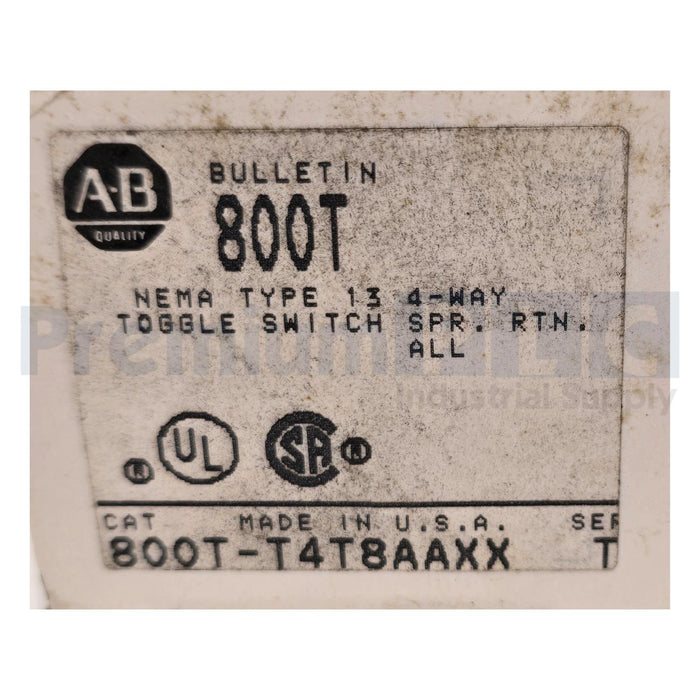 ALLEN BRADLEY 800T-T4T8AAXX /T NEMA TYPE 13 / 4-WAY TOGGLE SWITCH NSMP