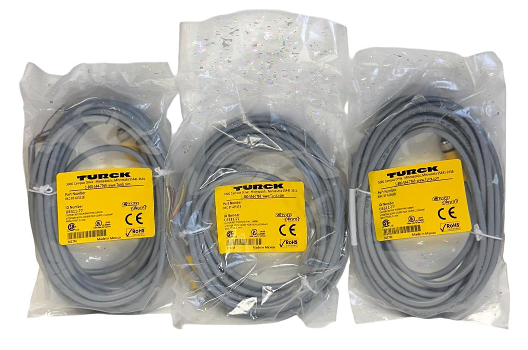 3 TURCK RKC 8T-6/S618 / U5311-77 EUROFAST ACTUATOR / SENSOR CORDSETS 6M NSFS