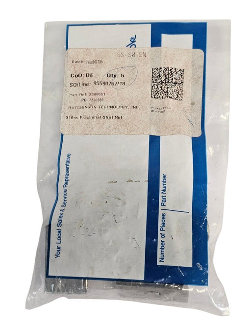 LOT OF 5 NEW SWAGELOK SS-S0-SN 316 SS FRACTIONAL STRUT NUTS SSS0SN