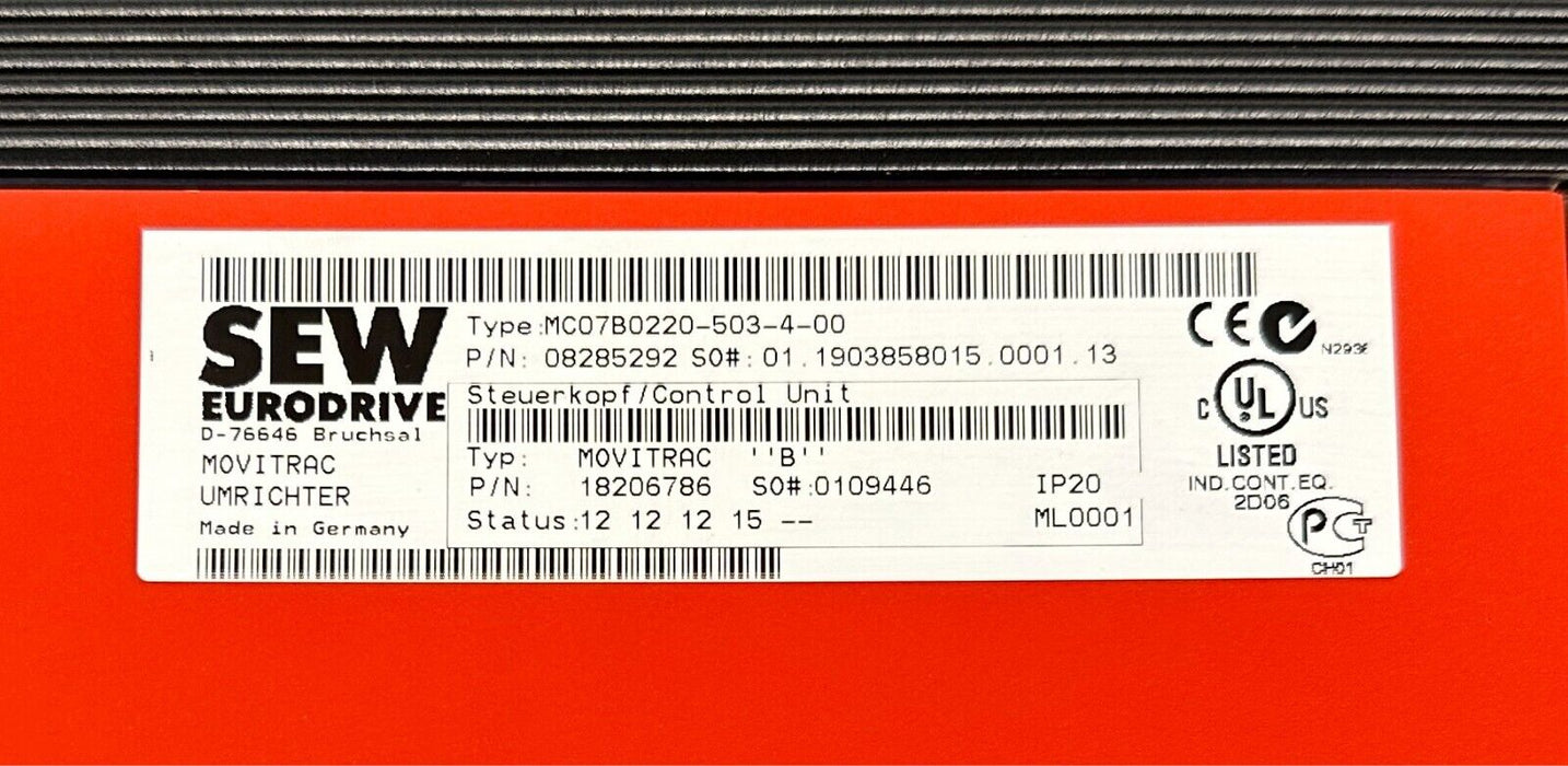 SEW MDX60A0220-503-4-00 / MC07B0220-503-4-00 MOVITRAC DRIVE / BASE 3PH 30HP USNP