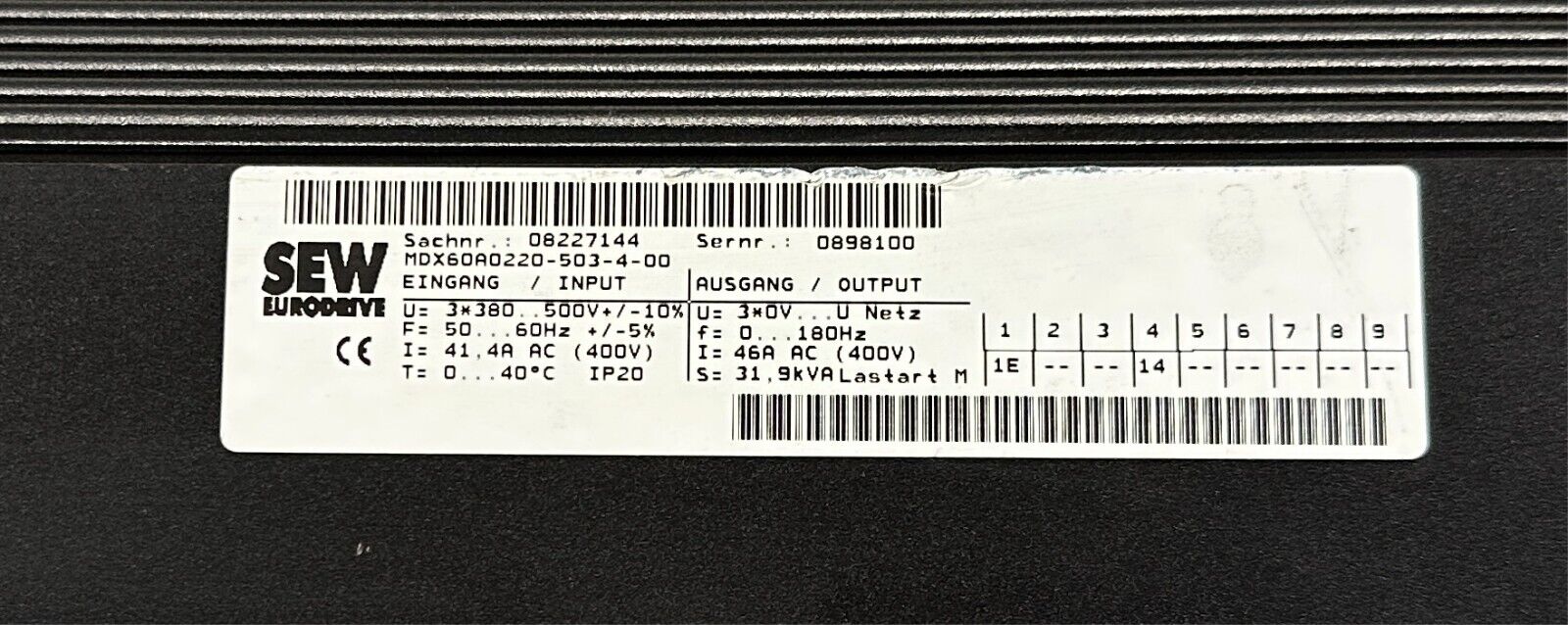 SEW MDX60A0220-503-4-00 / MC07B0220-503-4-00 MOVITRAC DRIVE / BASE 3PH 30HP USNP