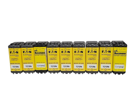 LOT OF 9 NEW EATON BUSSMANN TCF3RN LOW-PEAK CUBEFUSES 300 VDC & 600 VAC 3 AMP